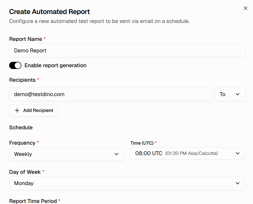 Set your report schedule
